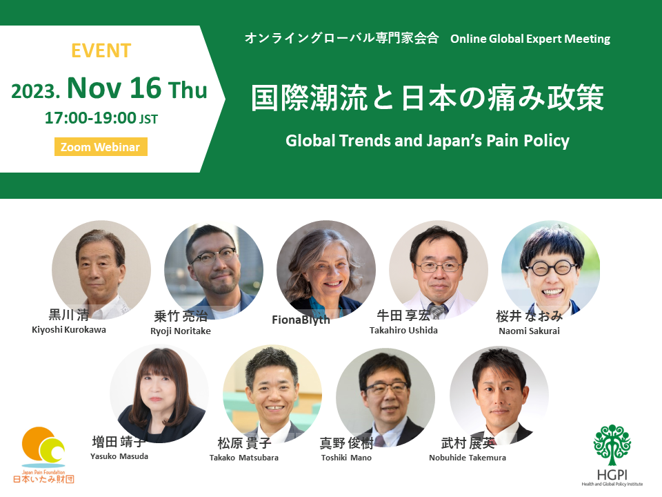 オンライングローバル専門家会合「国際潮流と日本の痛み政策」